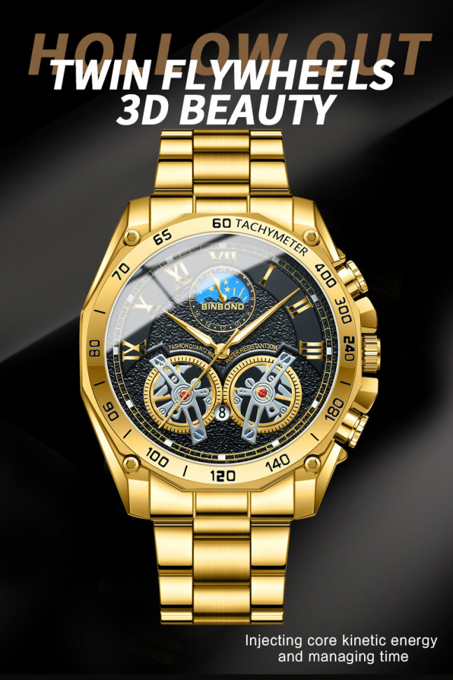 Чоловічий годинник BINBOND gold