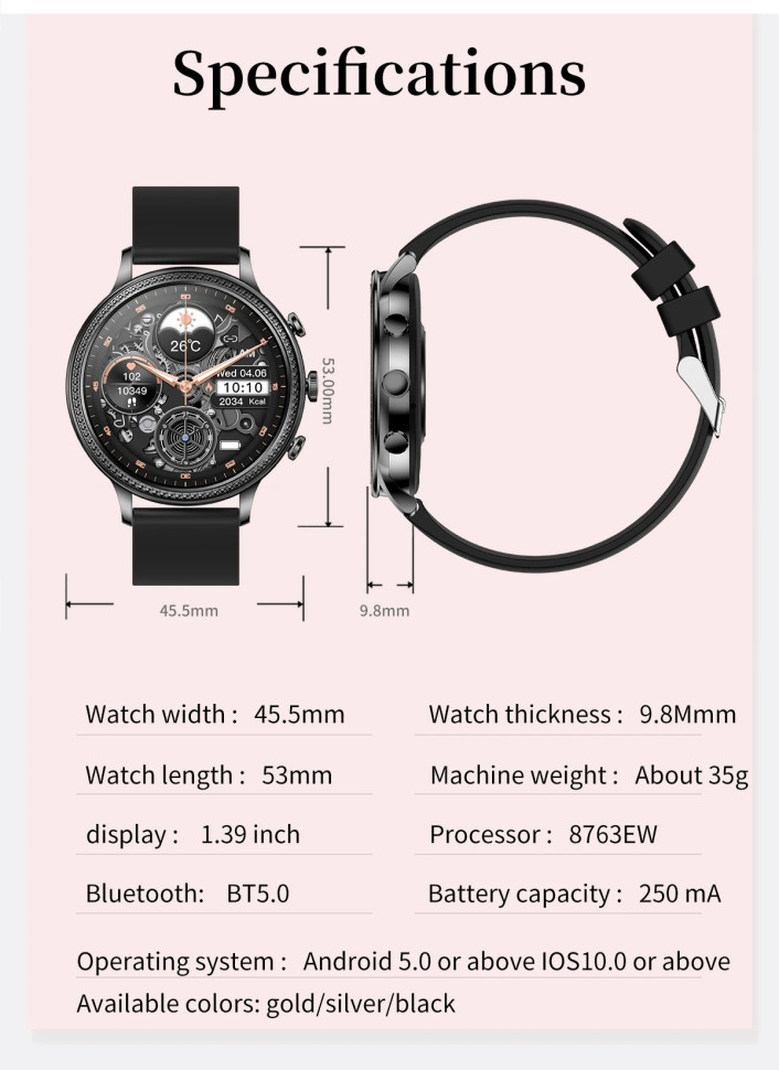 Смарт-годинник Women's Smart Device 14 gold steel  