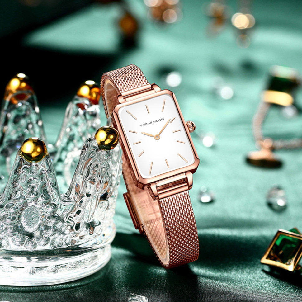 Жіночий годинник Hannah Martin gold + white