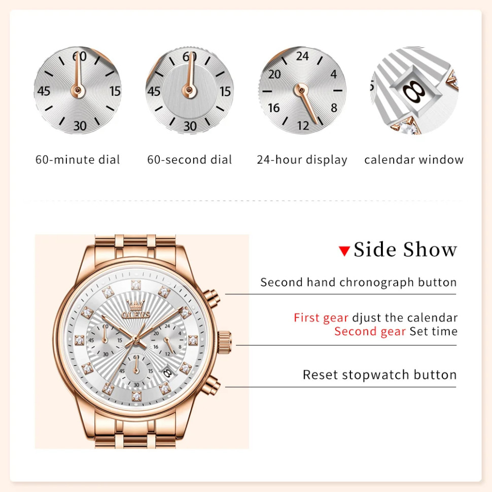 Жіночий годинник OLEVS gold + white 1