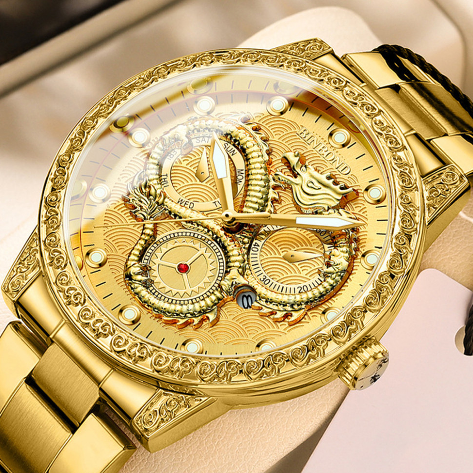 Чоловічий годинник BINBOND gold 