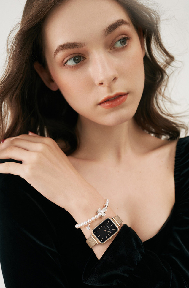 Жіночий годинник Hannah Martin gold + black