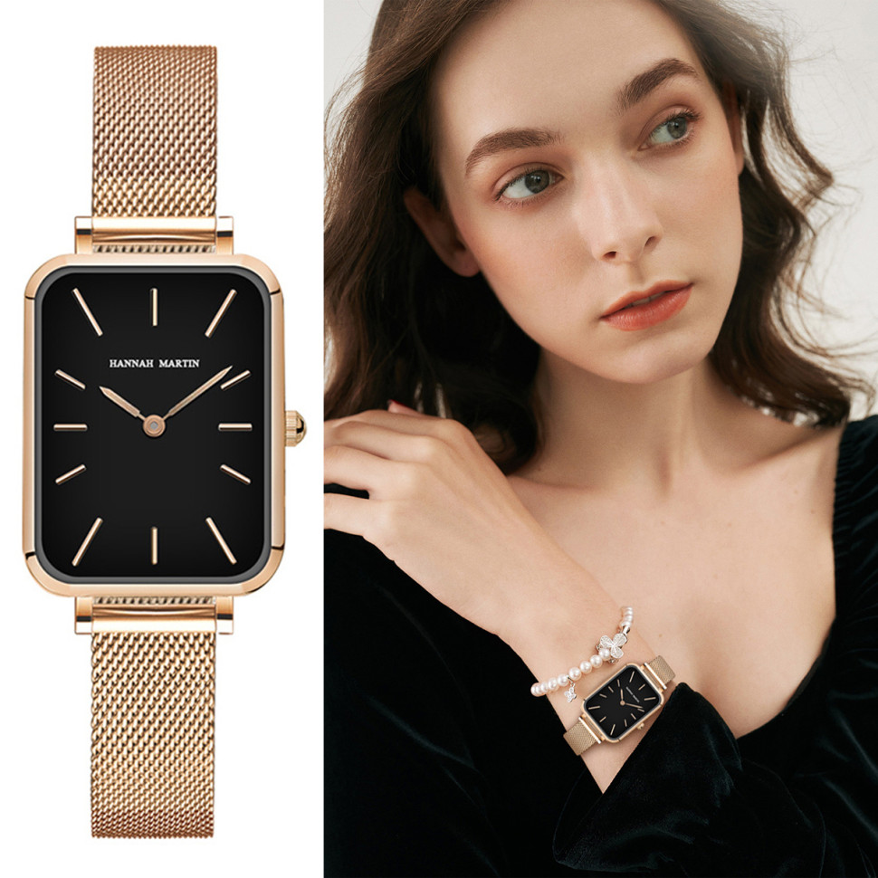 Жіночий годинник Hannah Martin gold + black