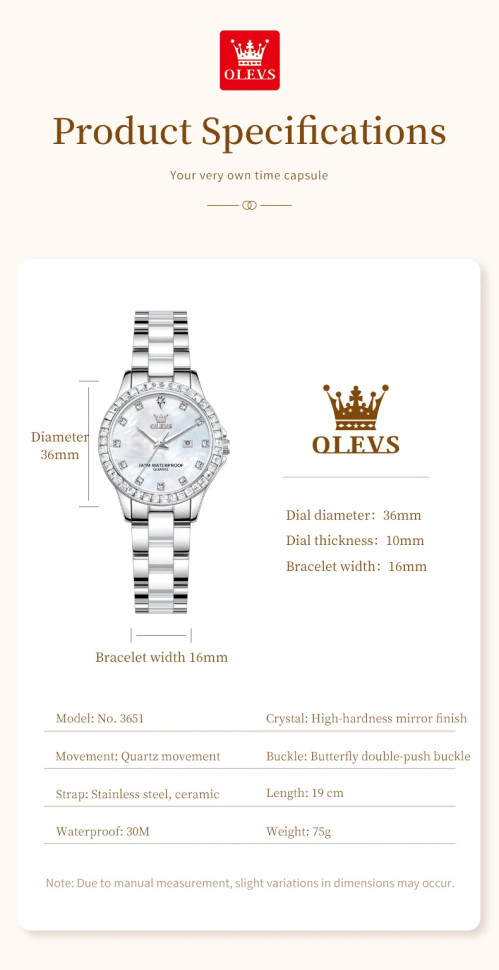 Жіночий годинник OLEVS silver