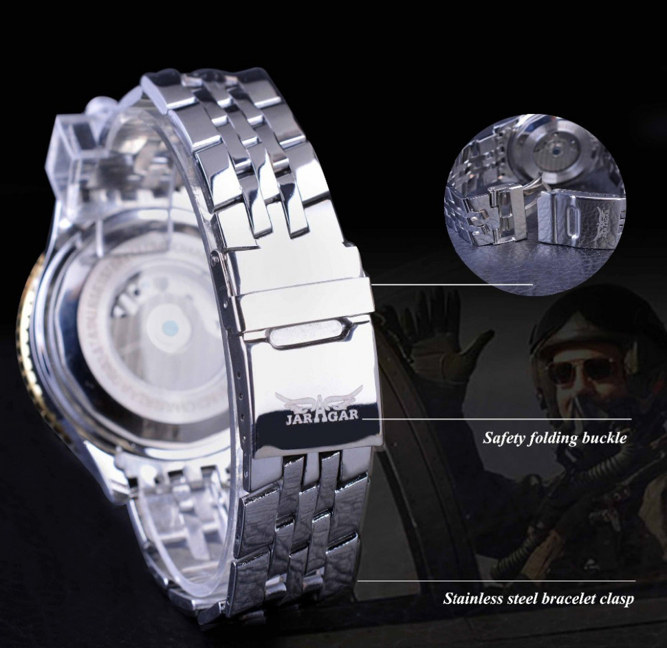 Чоловічий годинник механічний JARAGAR silver 