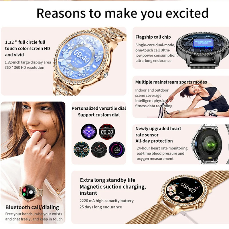 Смарт-годинник Women's Smart Device 16 gold steel 