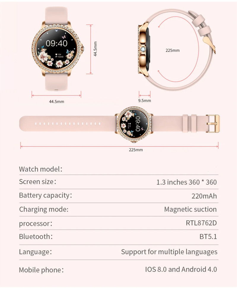 Смарт-годинник Women's Smart Device 16 gold steel 