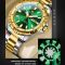 Чоловічий годинник OLEVS gold + silver + green