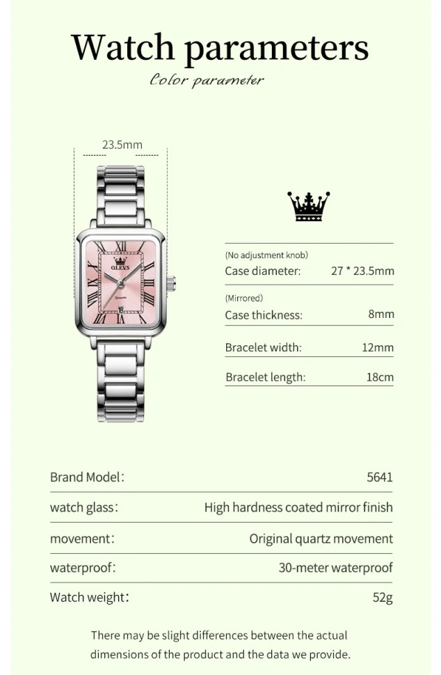 Жіночий годинник OLEVS silver + pink