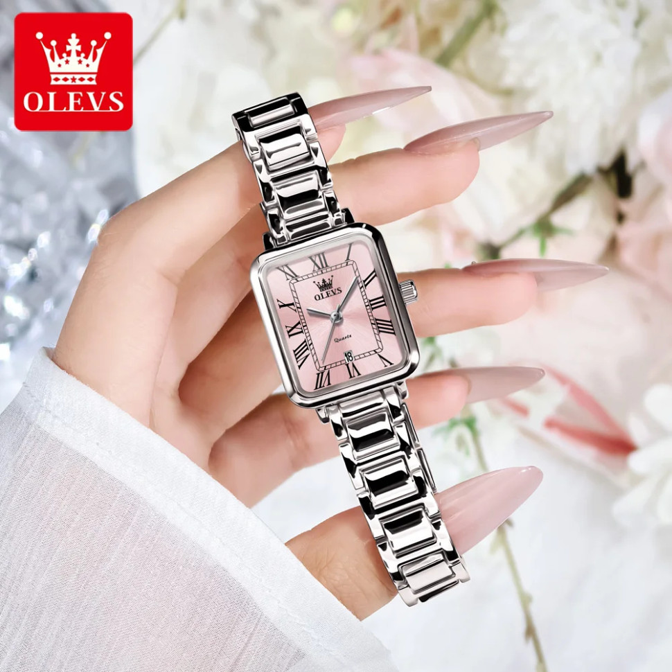 Жіночий годинник OLEVS silver + pink
