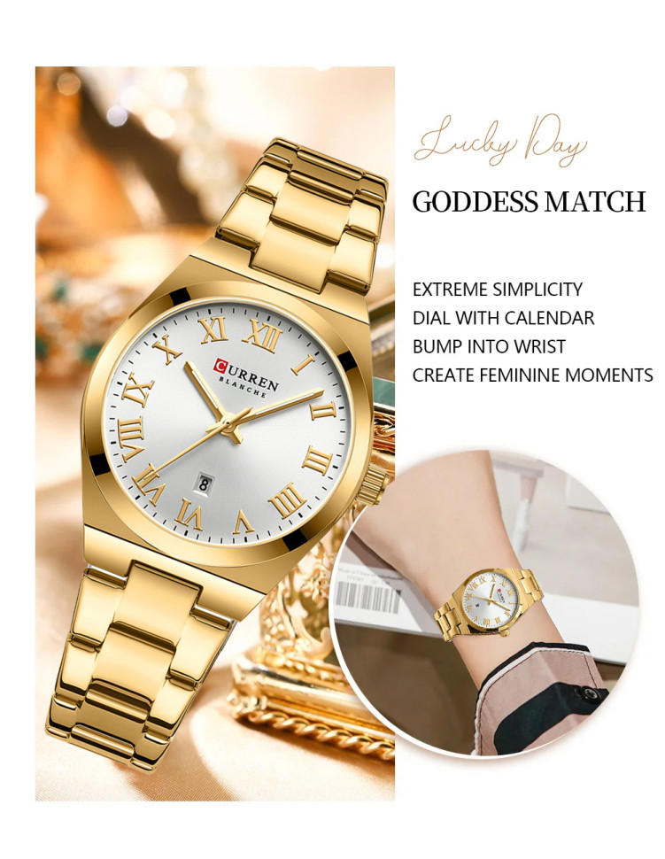 Жіночий годинник CURREN gold+white