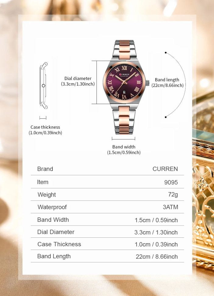 Жіночий годинник CURREN gold+purple