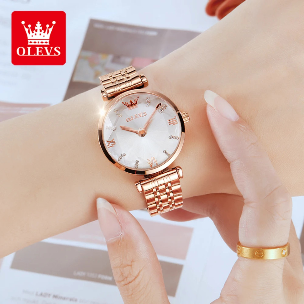 Жіночий годинник OLEVS gold + white