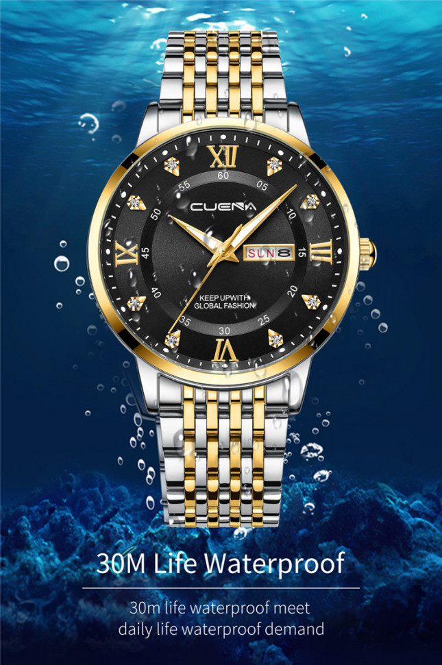 Чоловічий годинник CUENA gold+black