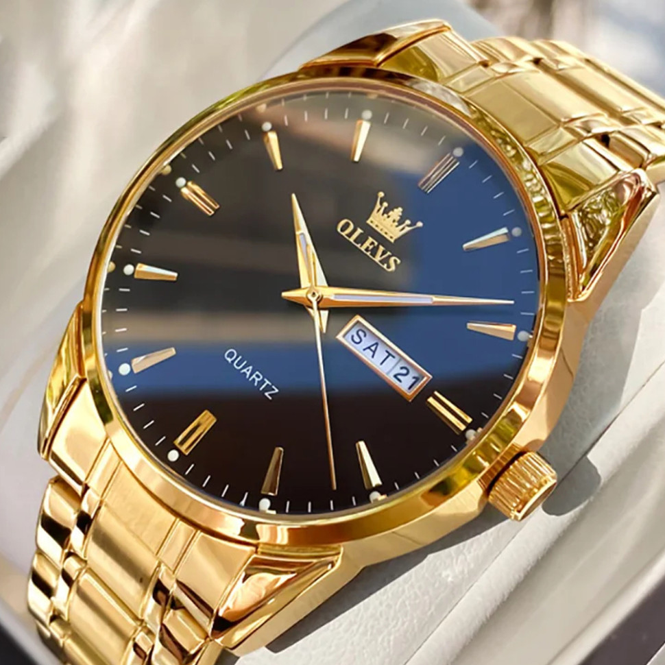Чоловічий годинник OLEVS gold + black