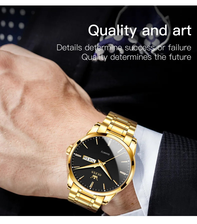 Чоловічий годинник OLEVS gold + black