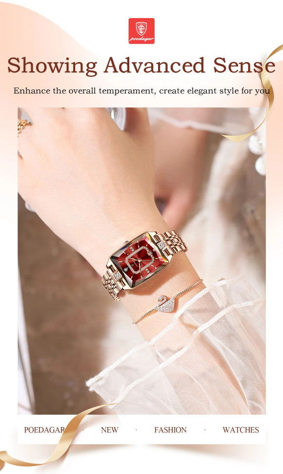 Жіночий годинник Poedagar gold+red