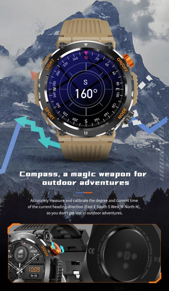 Смарт-годинник протиударний Smart Device 9 black steel
