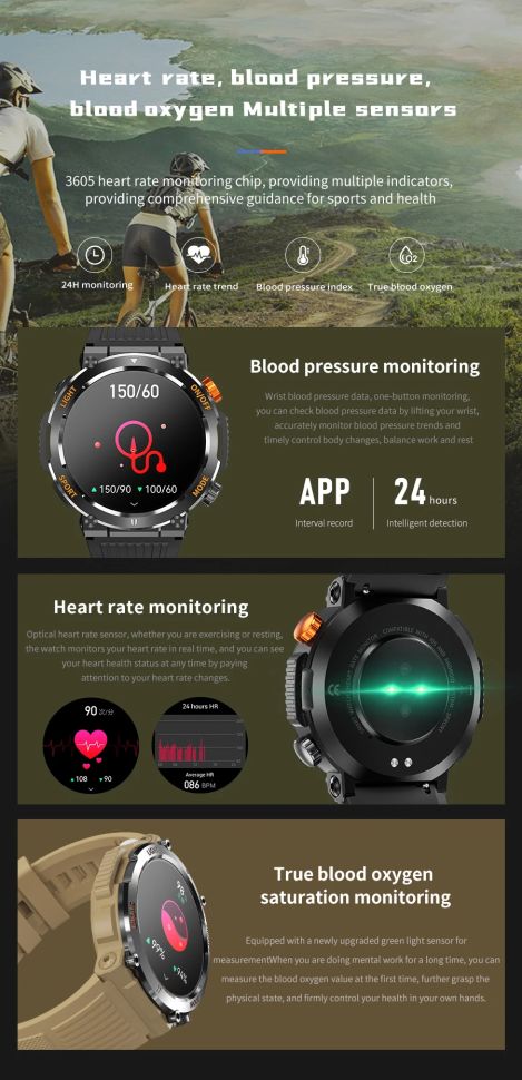 Смарт-годинник протиударний Smart Device 9 black steel