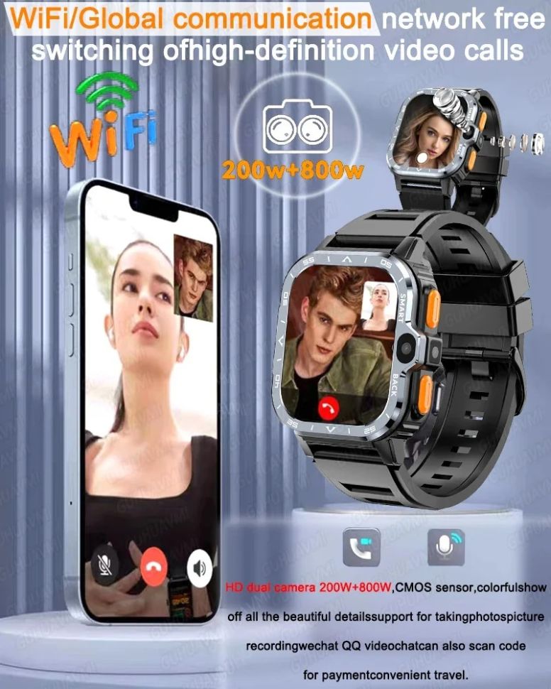 Смарт-годинник SIM-карта | Google Play | Wi-Fi | 16 ГБ | 4G | GPS | 2 ремінці