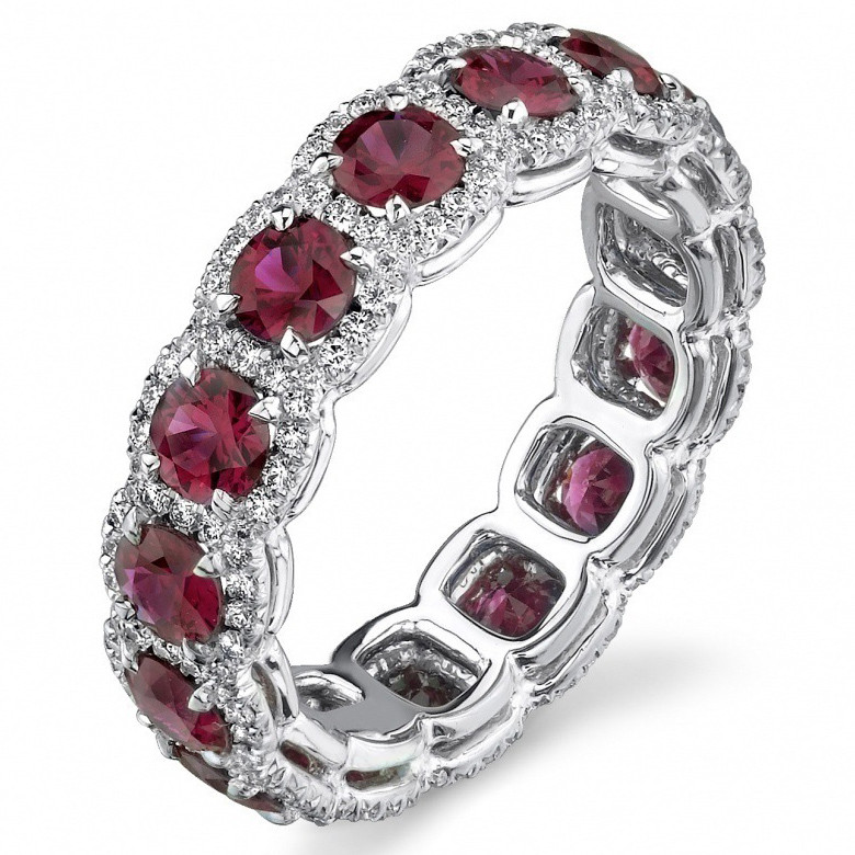 Каблучка покриття срібло з кристалами red №46040 