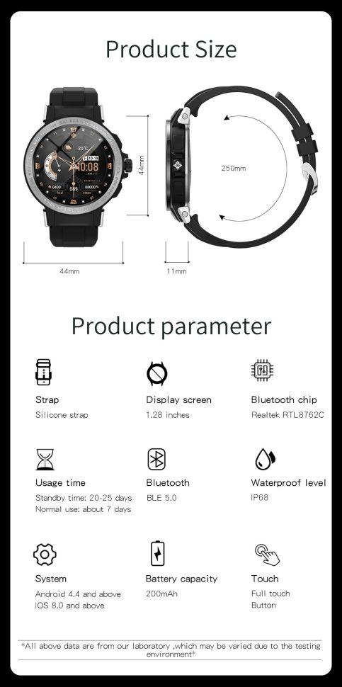 Смарт-годинник Smart Device 82 black+gold