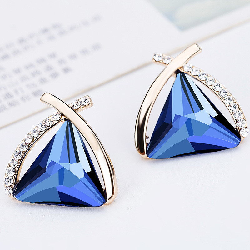Сережки позолочені з кристалами blue №130-55
