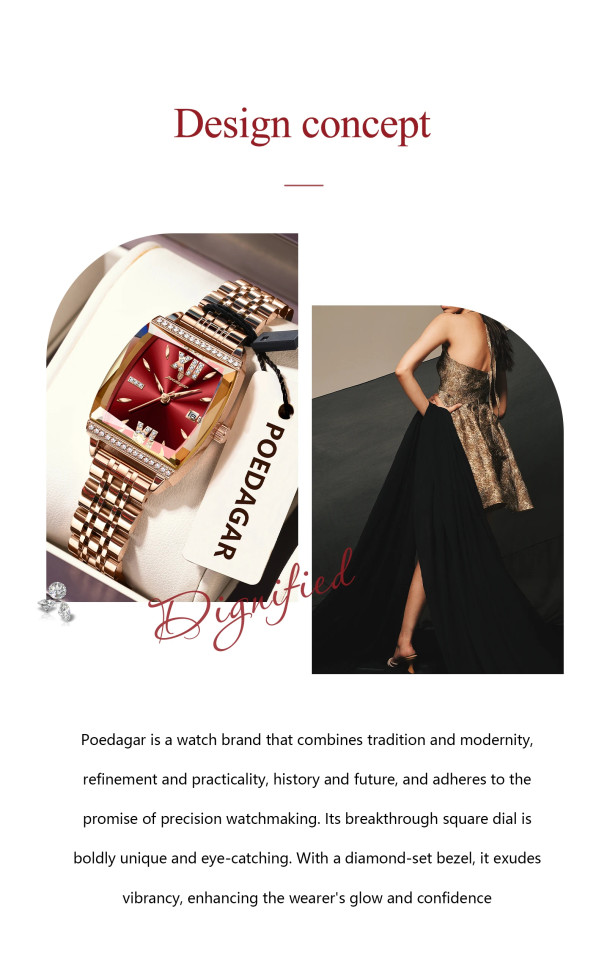 Жіночий годинник Poedagar gold+red