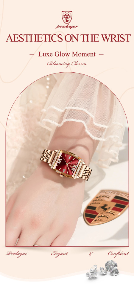 Жіночий годинник Poedagar gold+red