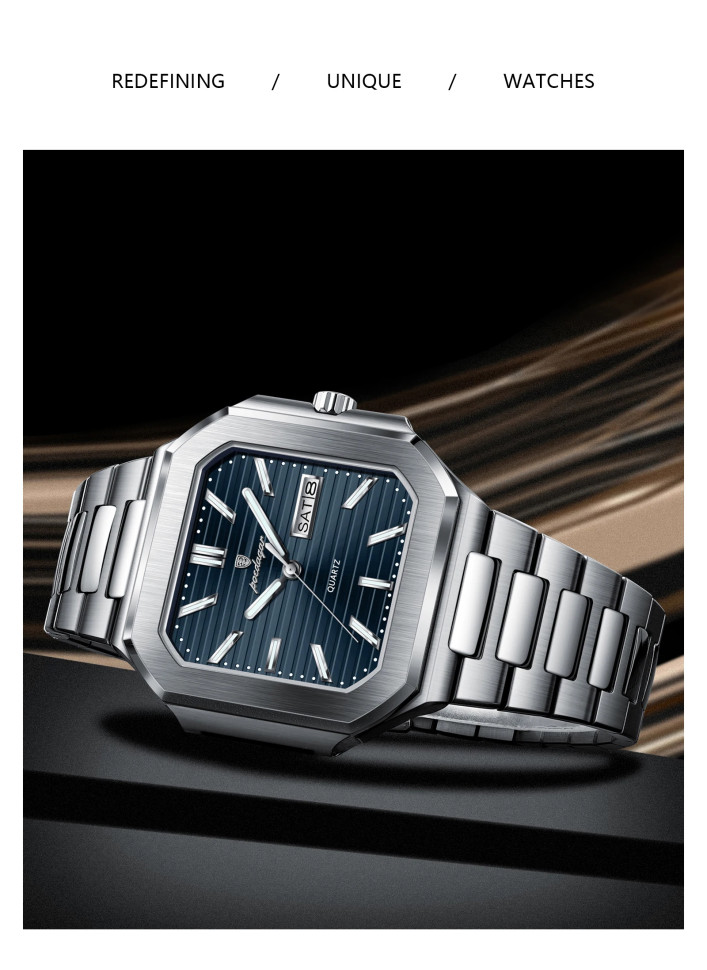 Чоловічий годинник Poedagar silver+blue 