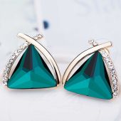 Сережки позолочені з кристалами green №130-58