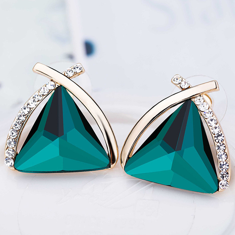 Сережки позолочені з кристалами green №130-58