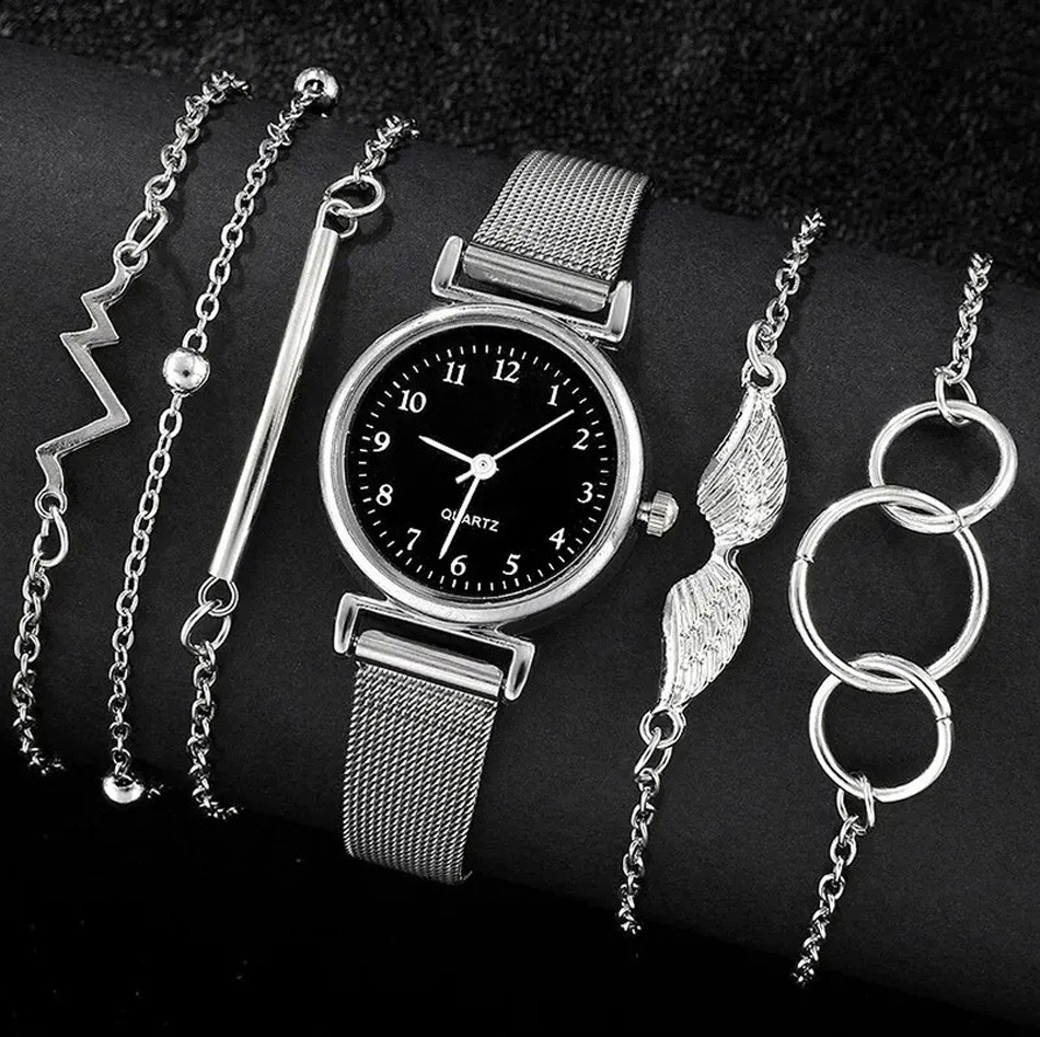 Жіночий годинник + браслети №4243 silver