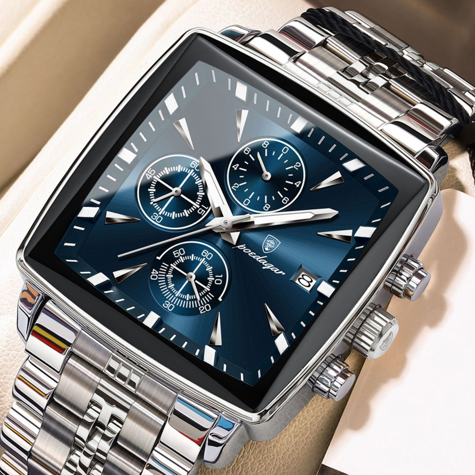 Чоловічий годинник Poedagar silver+blue
