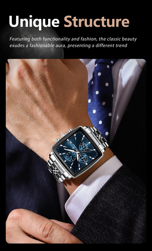 Чоловічий годинник Poedagar silver+blue