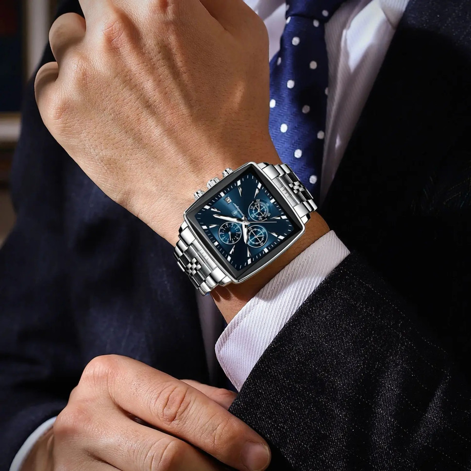 Чоловічий годинник Poedagar silver+blue