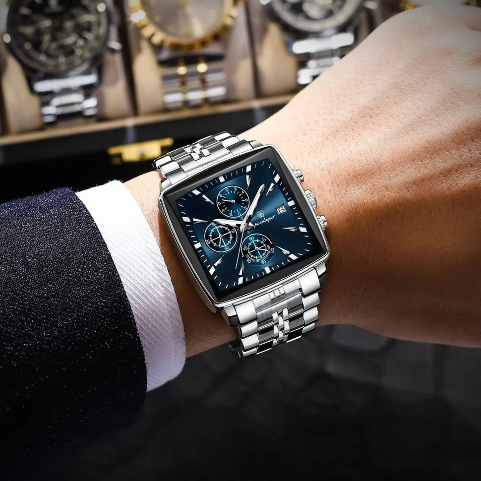 Чоловічий годинник Poedagar silver+blue