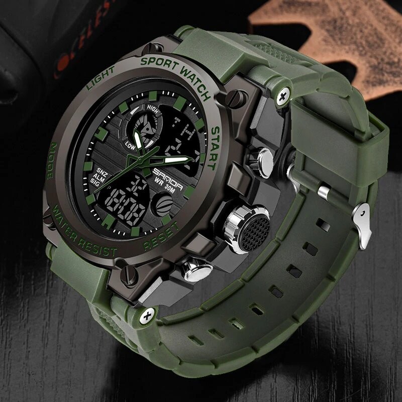 Чоловічий годинник SANDA Army green