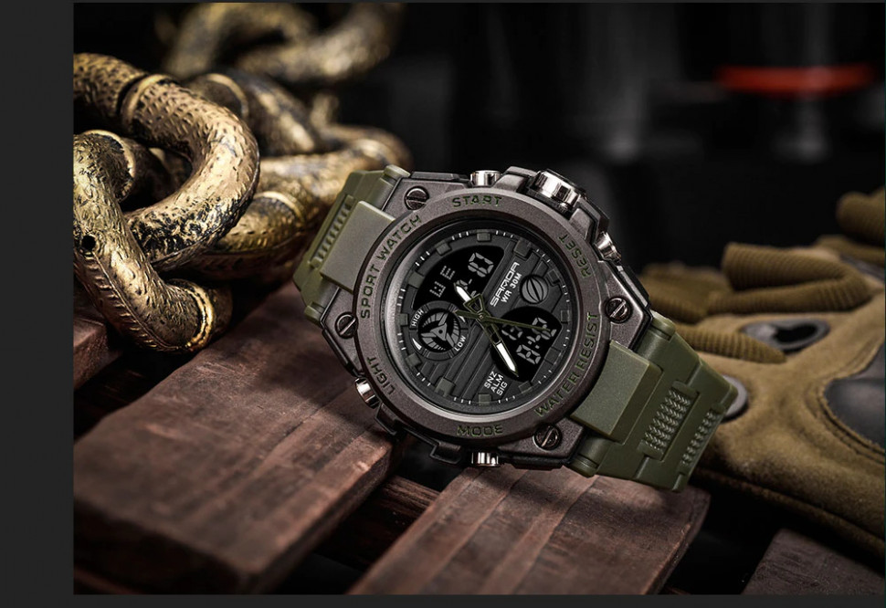 Чоловічий годинник SANDA Army green