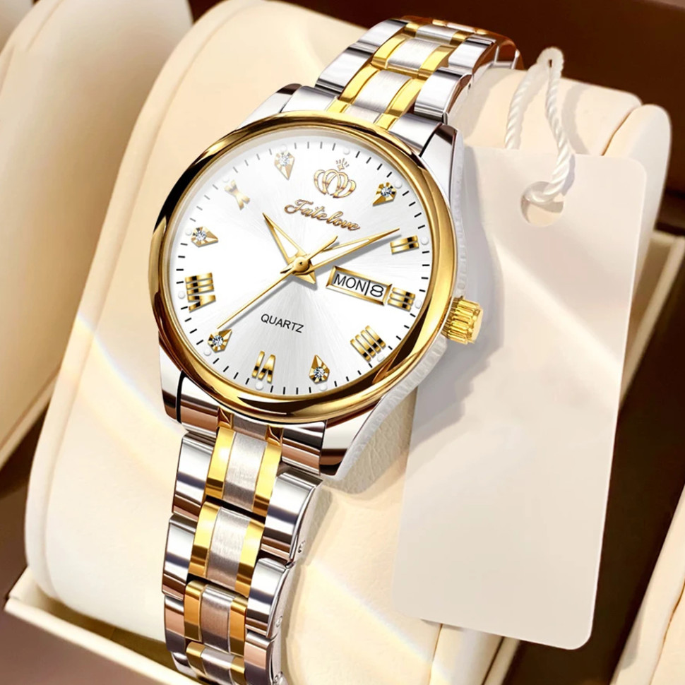 Жіночий годинник Fate Love gold + silver