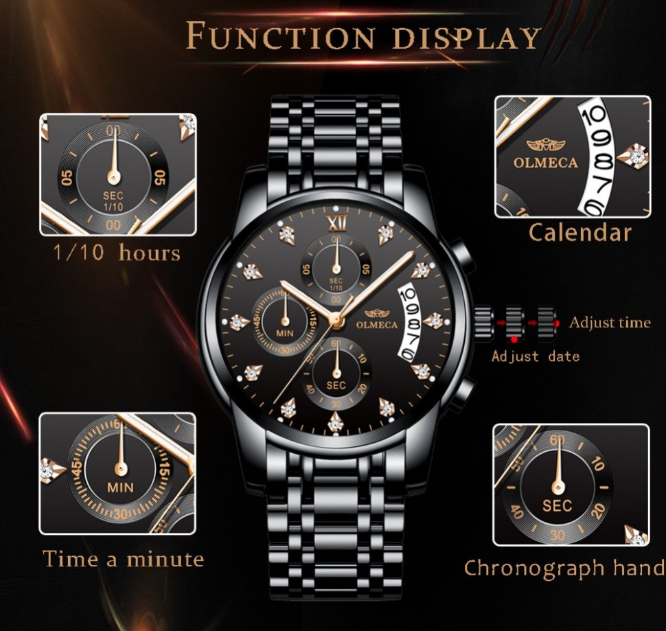 Чоловічий годинник OLMECA black