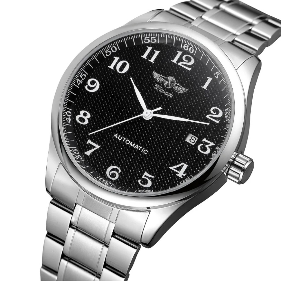 Чоловічий годинник механічний WINNER silver+black 
