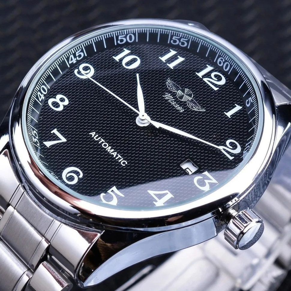 Чоловічий годинник механічний WINNER silver+black 