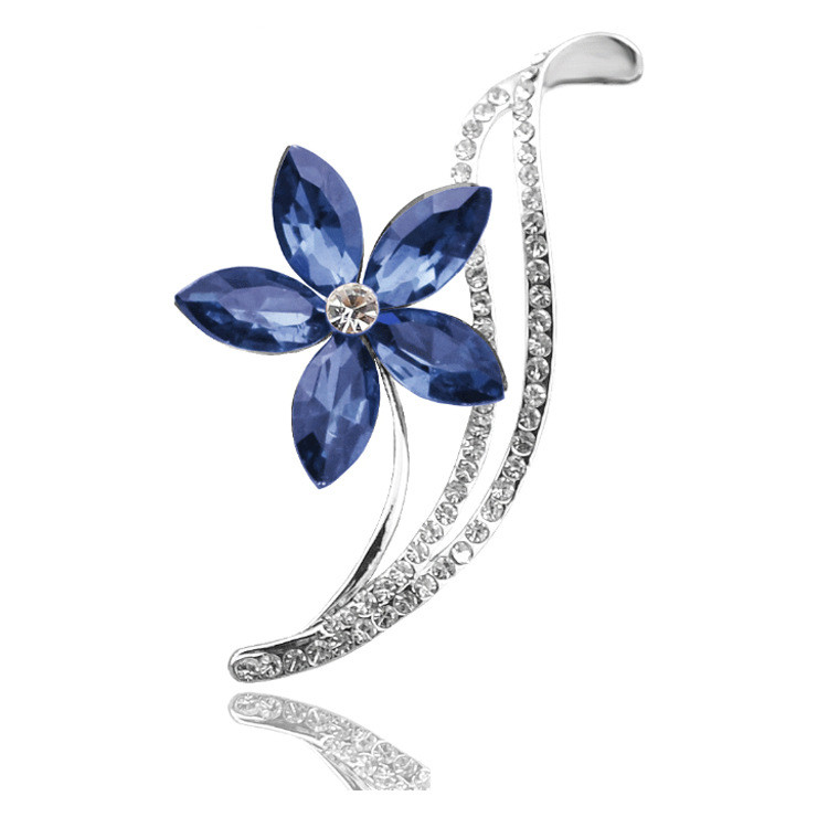 Брошка покриття срібло з кристалами king-blue №8277 