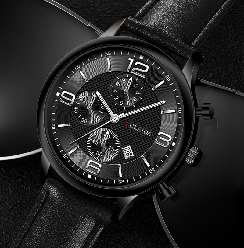 Чоловічий годинник FULAIDA black+silver