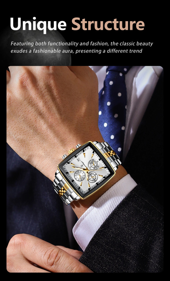 Чоловічий годинник Poedagar silver+gold