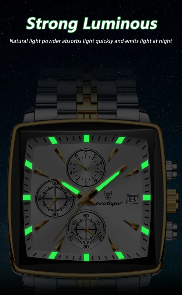 Чоловічий годинник Poedagar silver+gold
