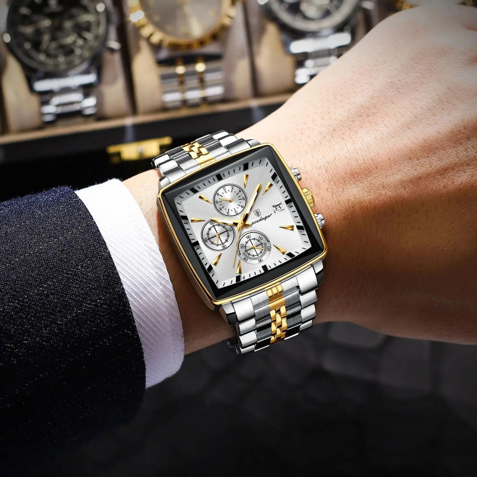 Чоловічий годинник Poedagar silver+gold