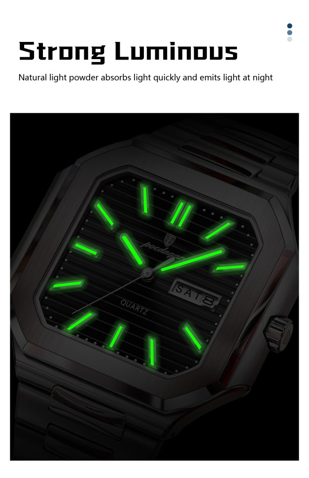 Чоловічий годинник Poedagar silver+black