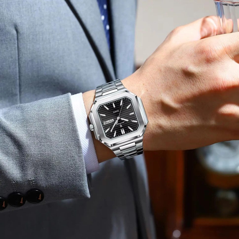 Чоловічий годинник Poedagar silver+black